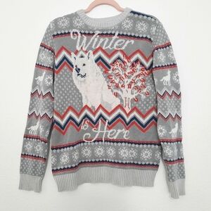 Game Of Thrones Winter Is Here Ghost Christmas Holiday Sweater XL